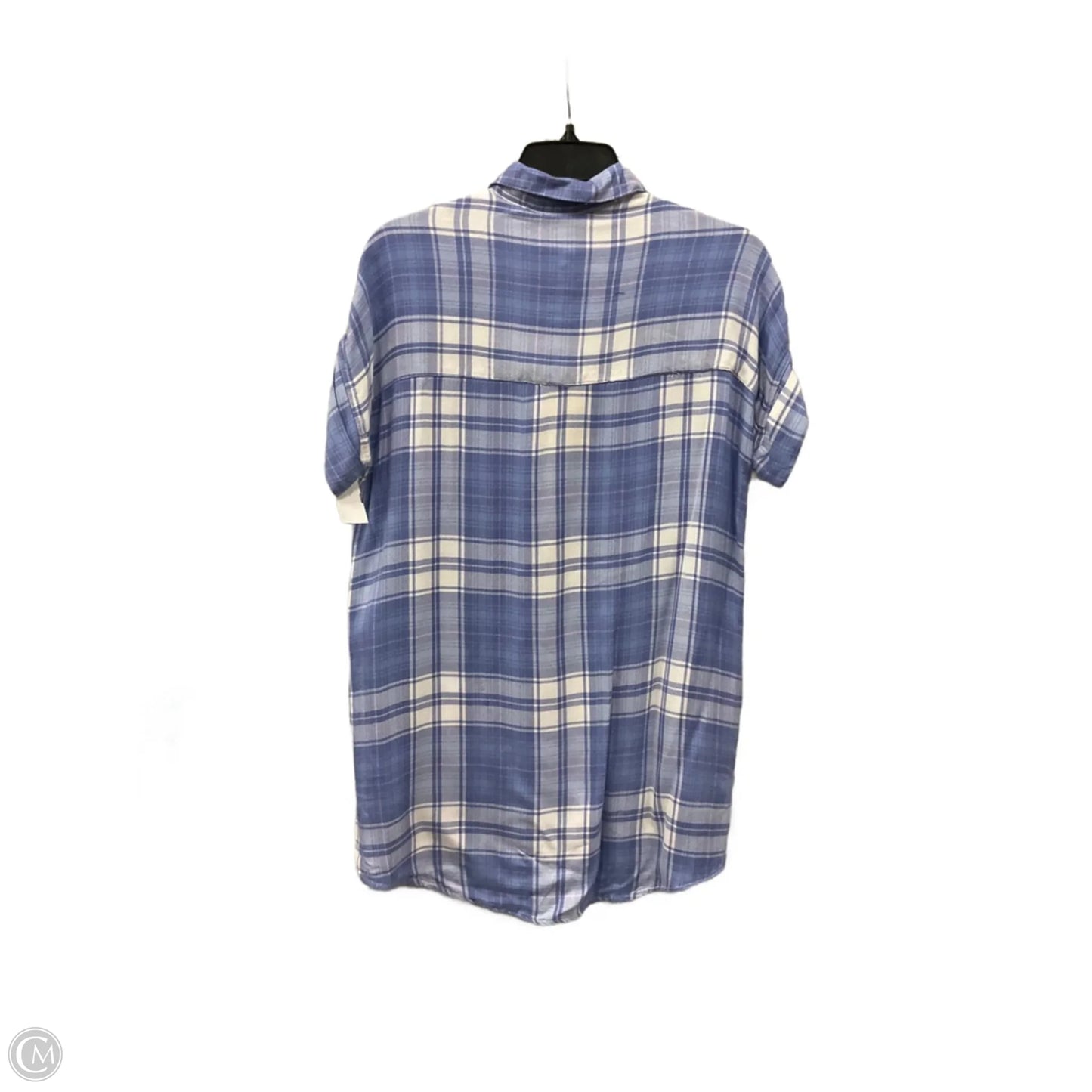 Blouse Short Sleeve By Thread And Supply In Plaid Pattern, Size: M