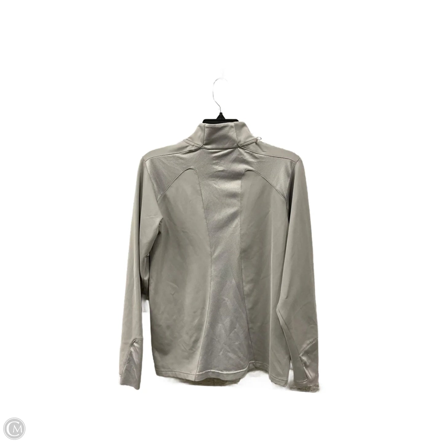 Athletic Top Long Sleeve Collar By Nike In Grey, Size: S