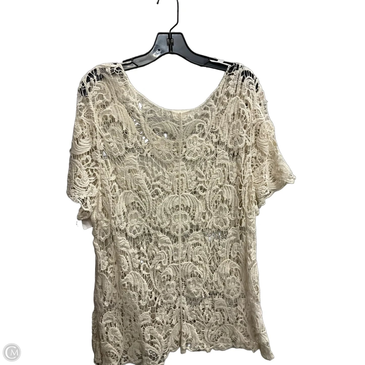 Top Short Sleeve By Adiva In Cream, Size: 1x