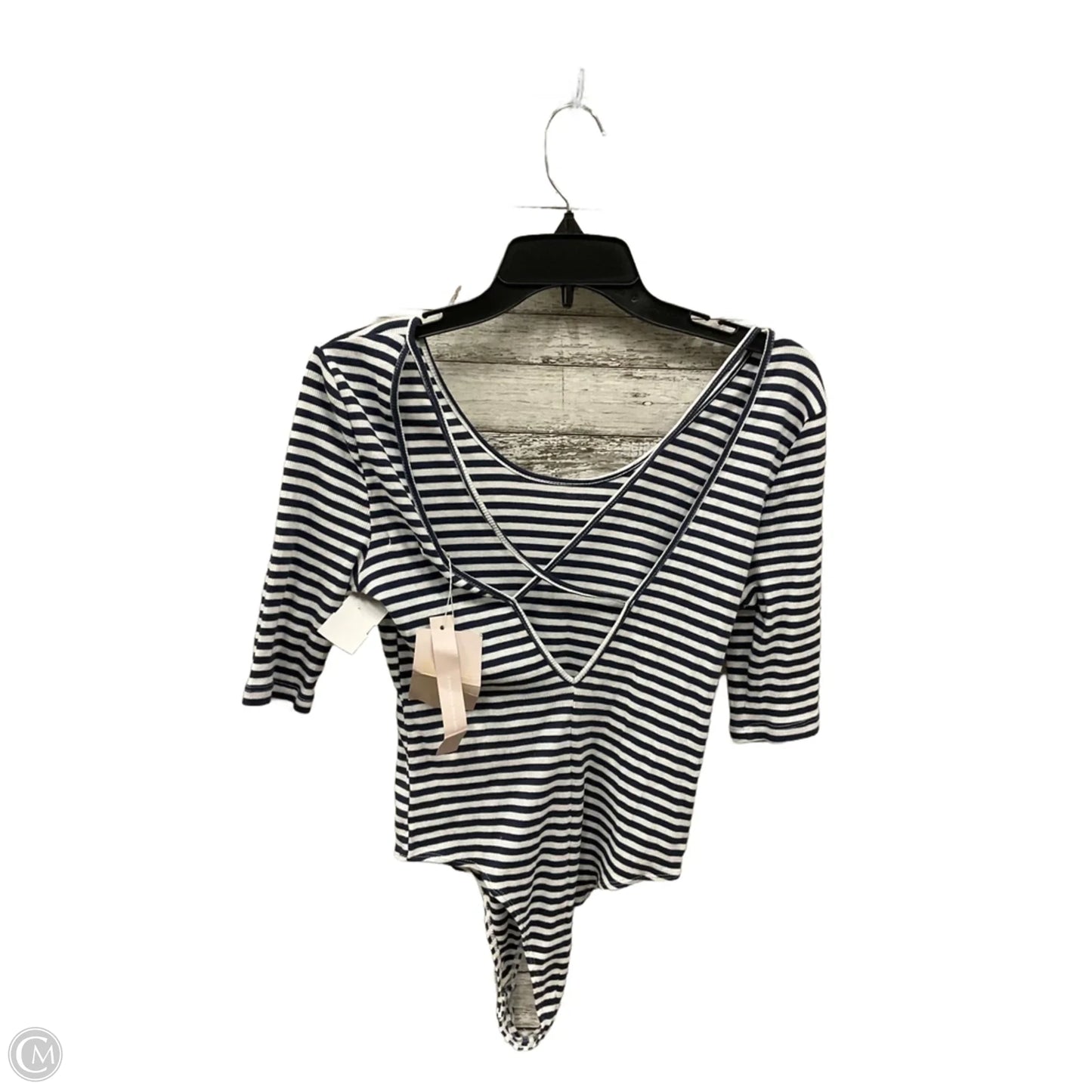 Top 3/4 Sleeve By Avec Les Filles In Striped Pattern, Size: L