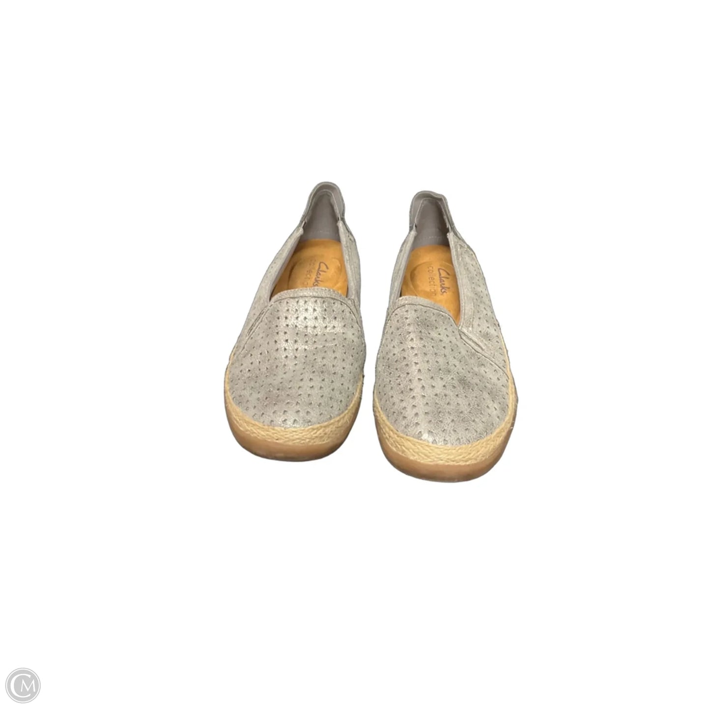 Shoes Flats By Clarks In Silver, Size: 6.5