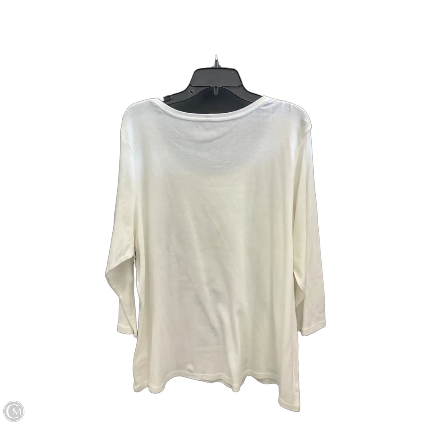 Top 3/4 Sleeve Basic By Coldwater Creek In White, Size: 2x