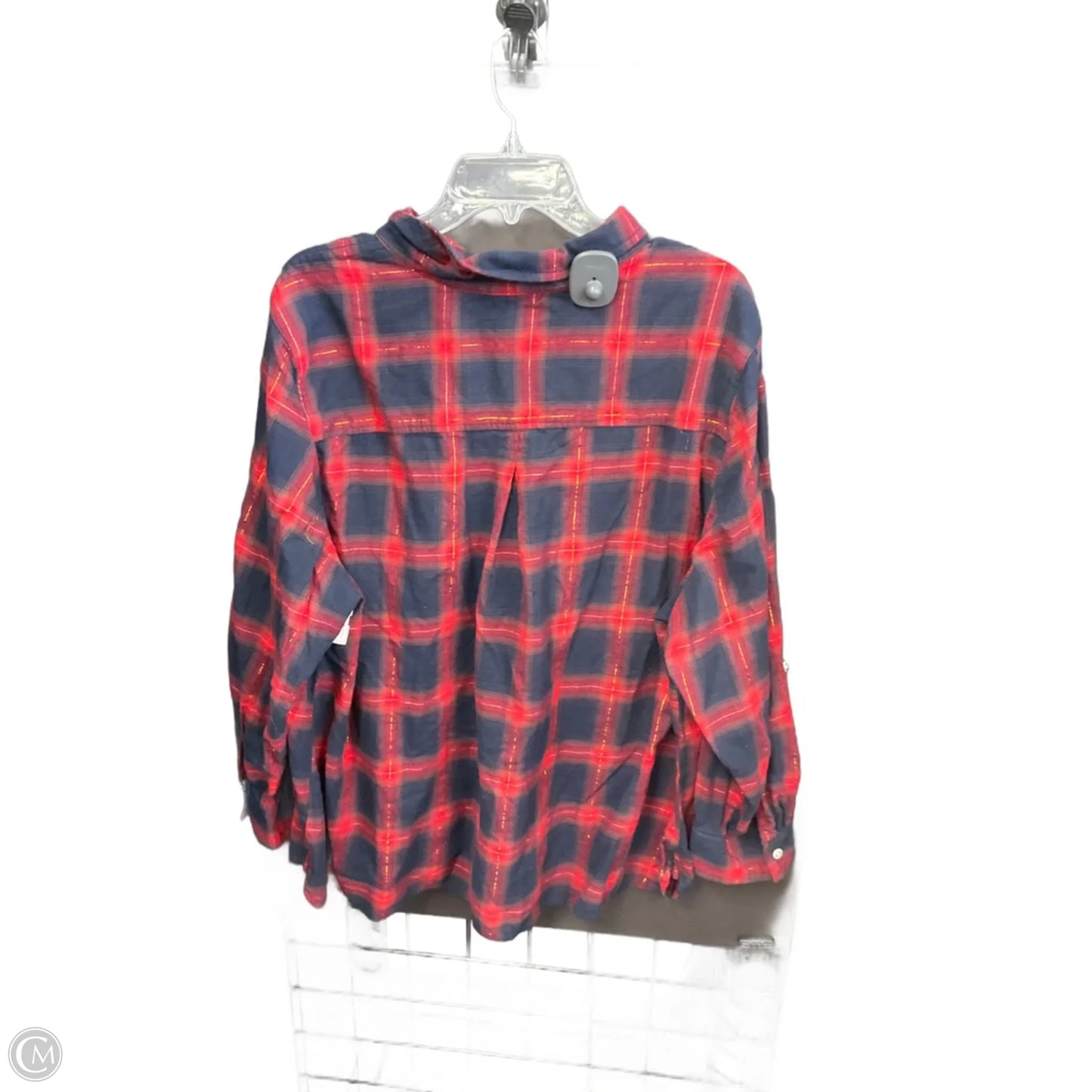 Blouse Long Sleeve By Tommy Hilfiger In Plaid Pattern, Size: 2x