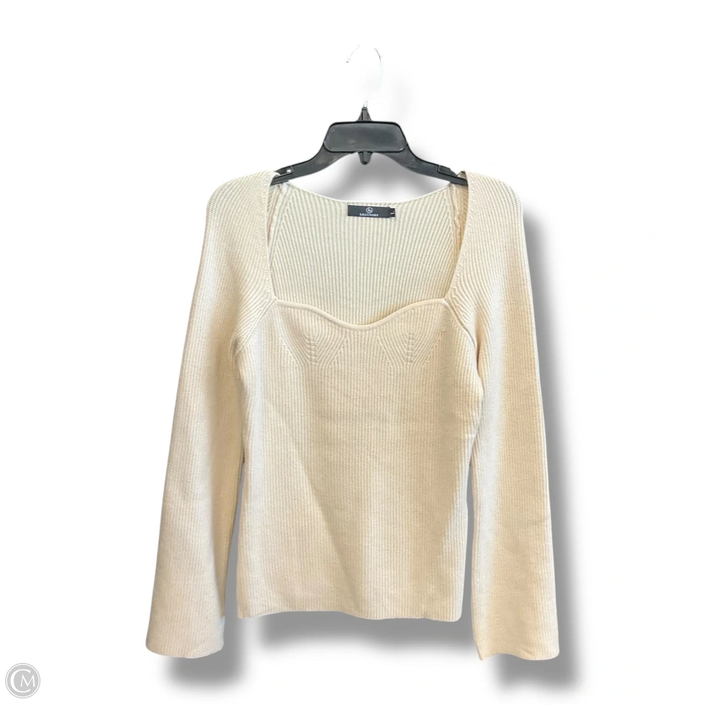 Top Long Sleeve By Lillusory In Cream, Size: L