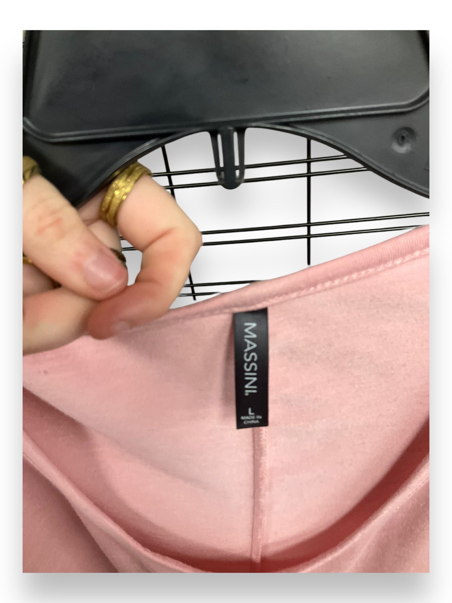 Top Long Sleeve By Massini In Peach, Size: L