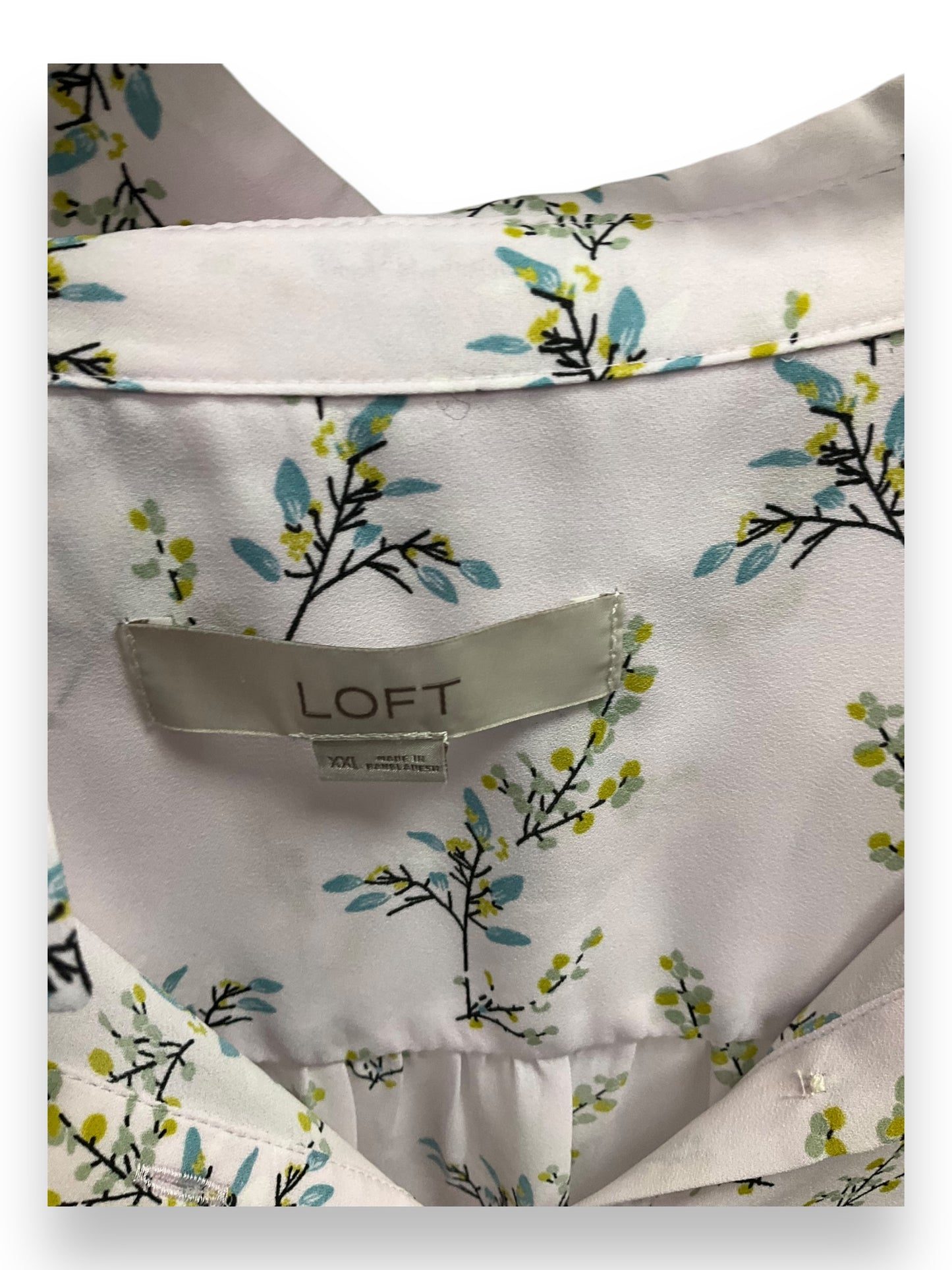 Blouse Long Sleeve By Loft In White, Size: Xxl