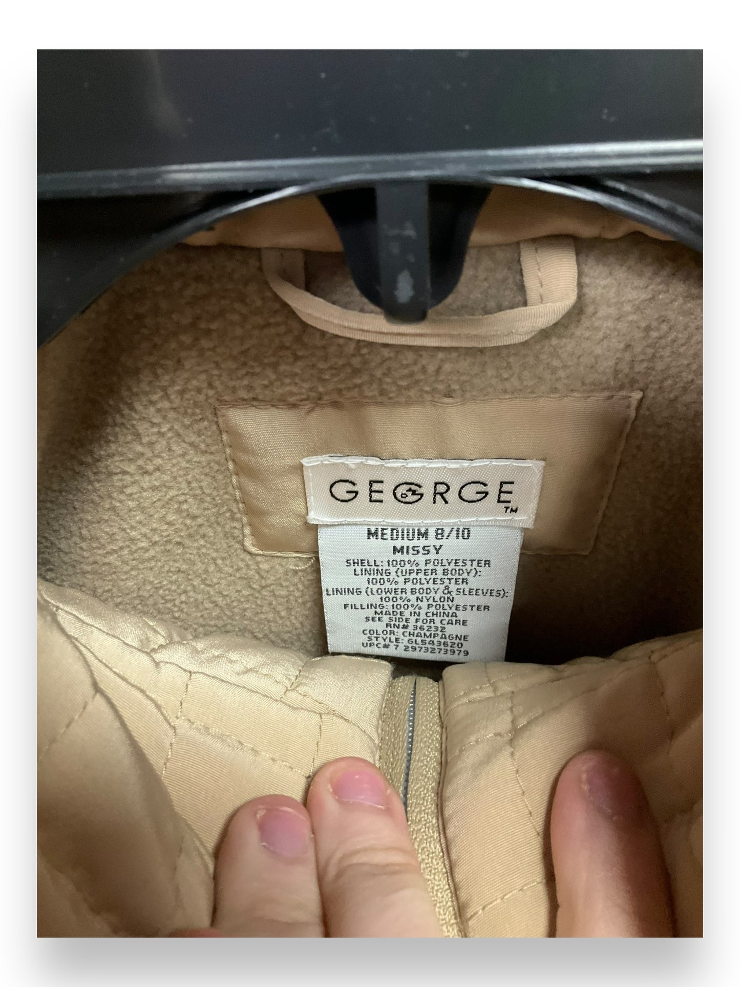 Jacket Puffer & Quilted By George In Beige, Size: M