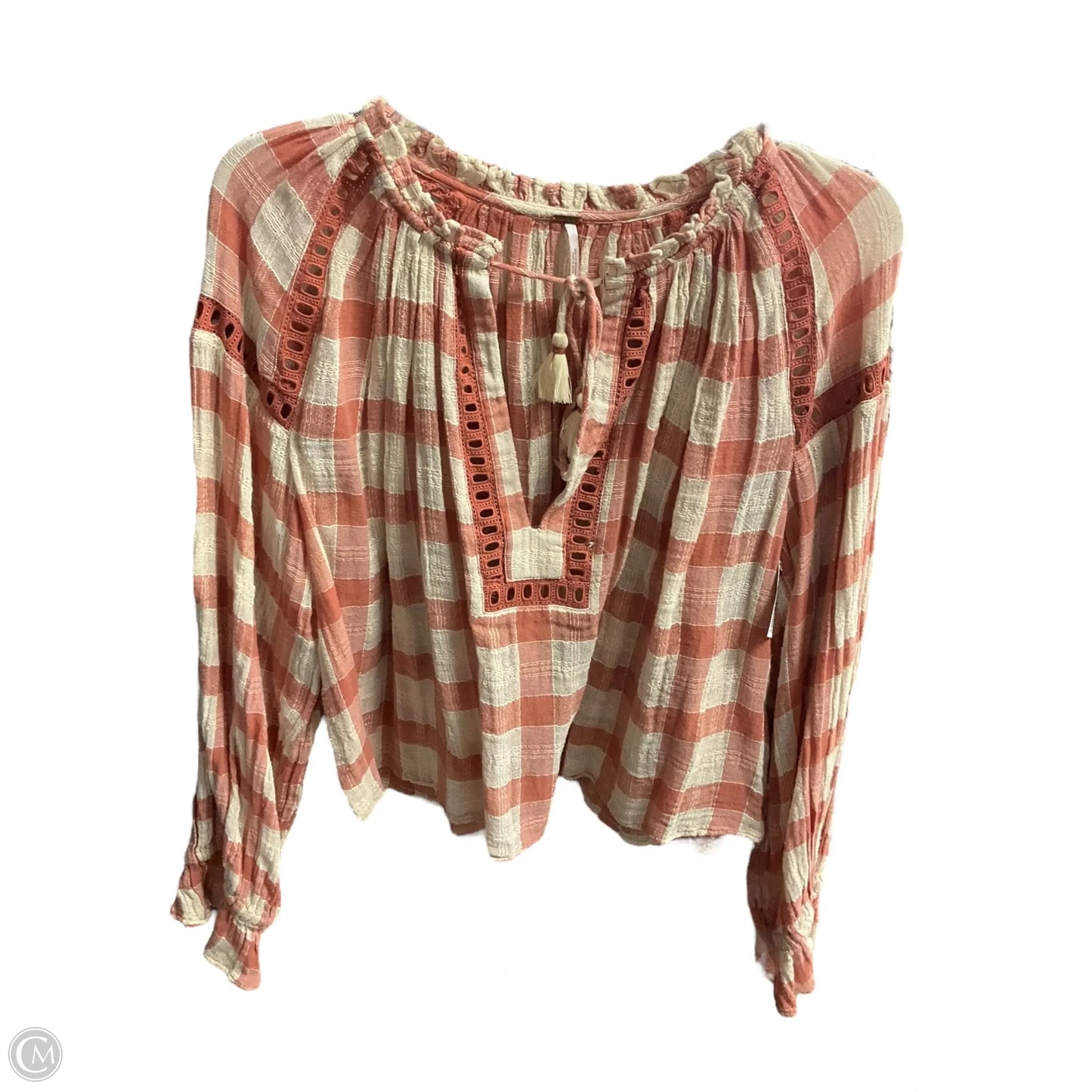 Top Long Sleeve By Free People In Brown & Cream, Size: Xs