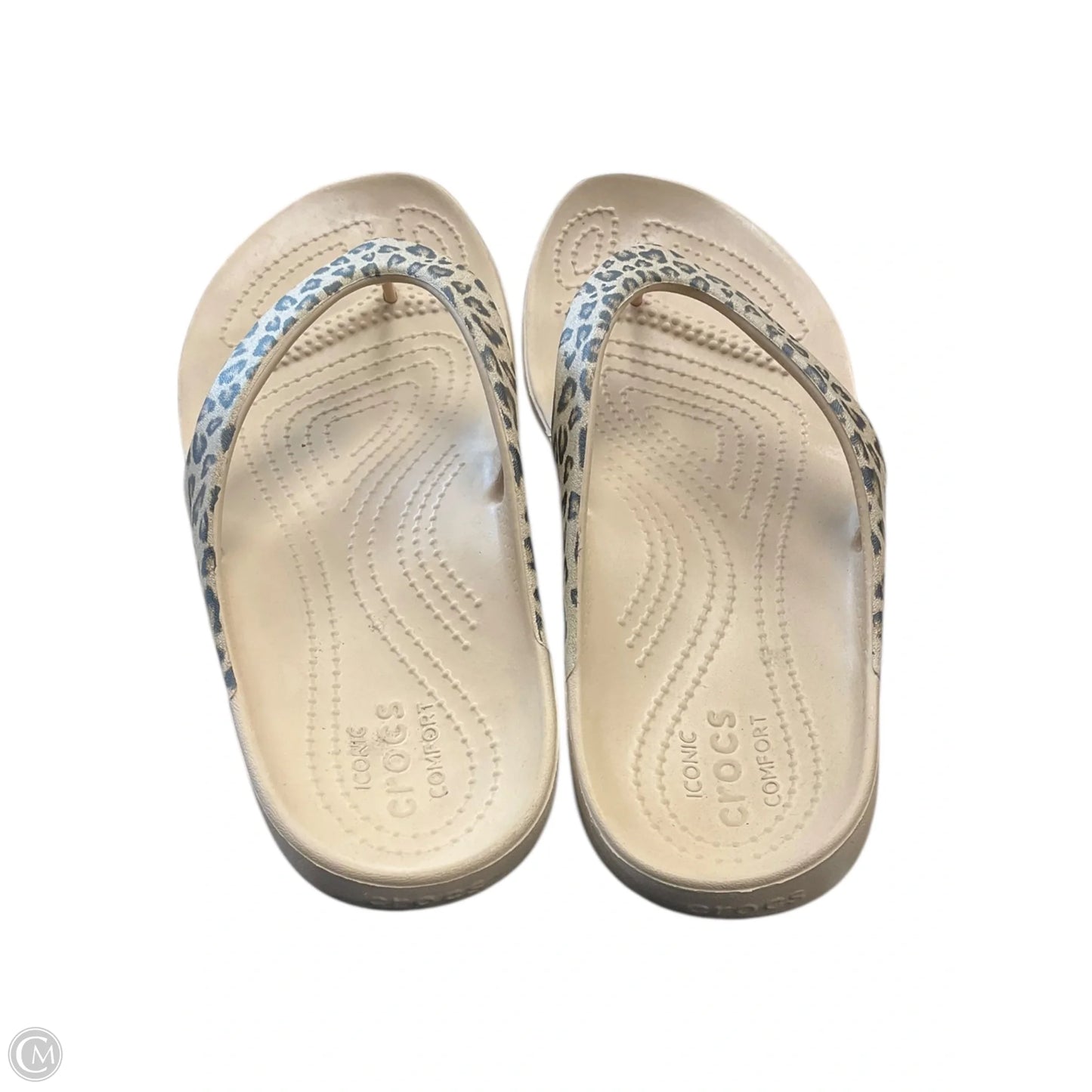 Sandals Flip Flops By Crocs In Animal Print, Size: 8