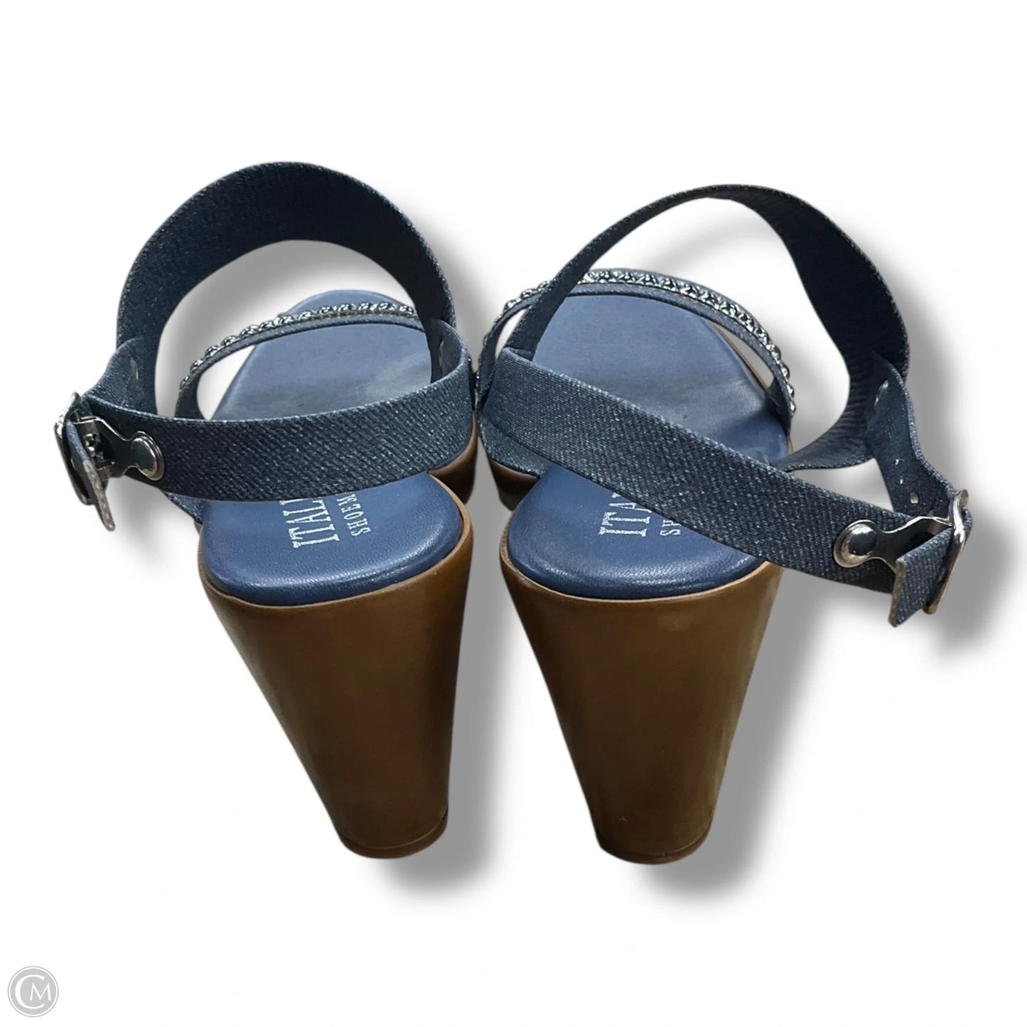 Shoes Heels Wedge By Italian Shoemakers In Blue Denim, Size: 8