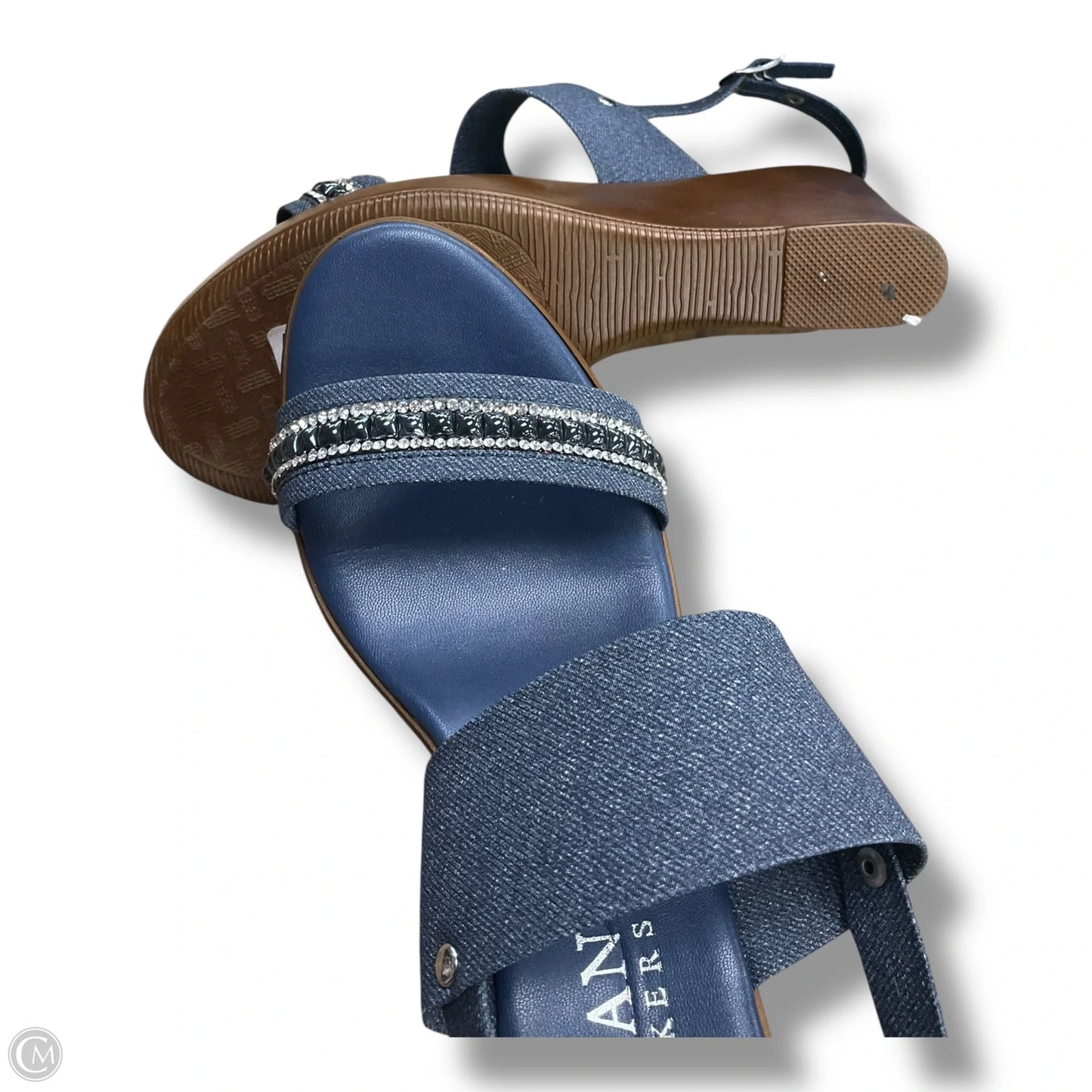 Shoes Heels Wedge By Italian Shoemakers In Blue Denim, Size: 8