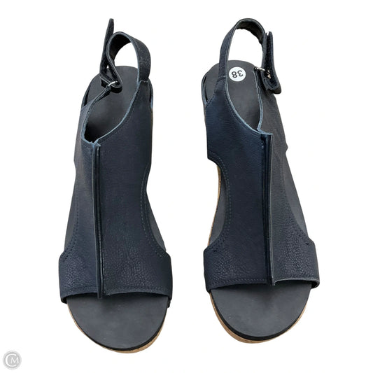 Sandals Heels Wedge By Clothes Mentor In Black, Size: 7.5
