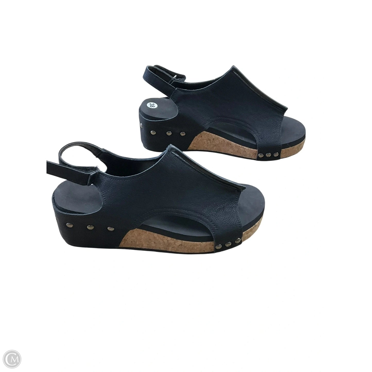 Sandals Heels Wedge By Clothes Mentor In Black, Size: 7.5