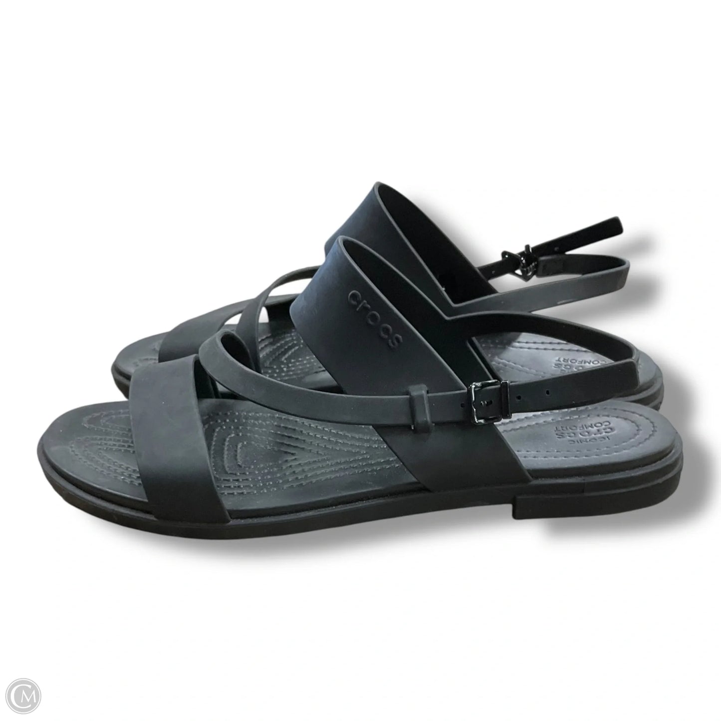 Sandals Flats By Crocs In Black, Size: 11