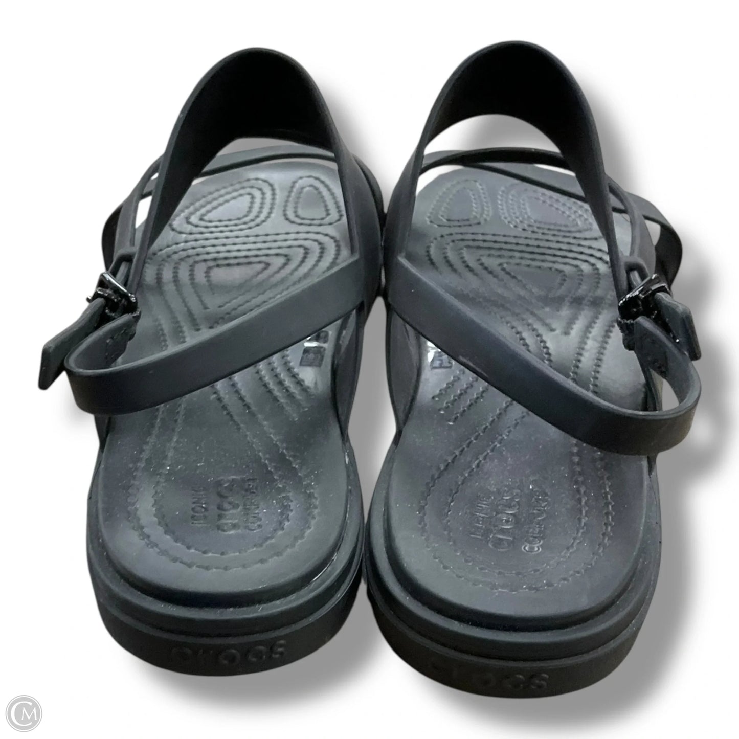 Sandals Flats By Crocs In Black, Size: 11