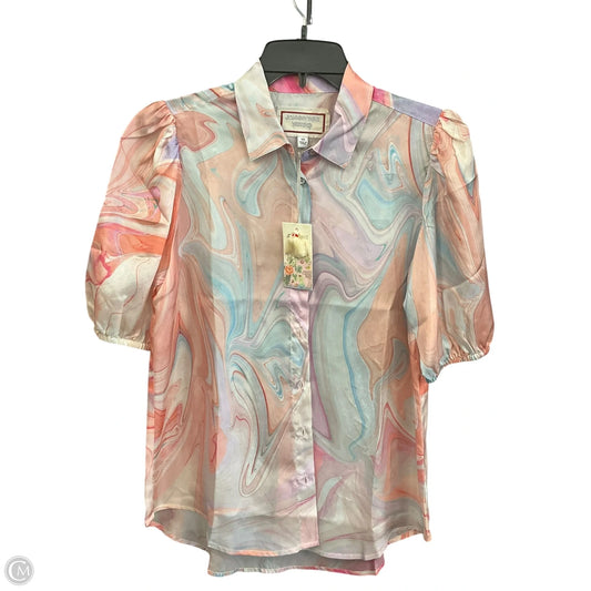 Blouse Short Sleeve By Johnny Was In Multi-colored, Size: Xs