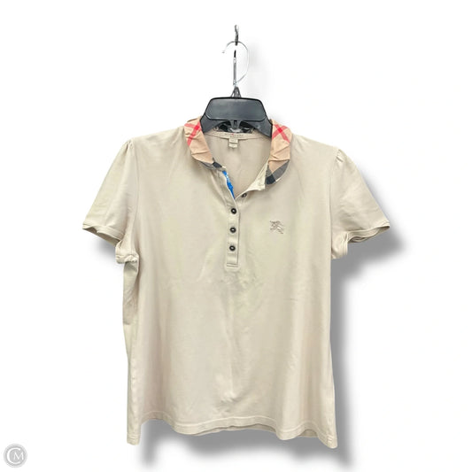 Top Short Sleeve Luxury Designer By Burberry In Beige, Size: Xs