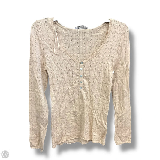 Top Long Sleeve By Zara In Tan, Size: M