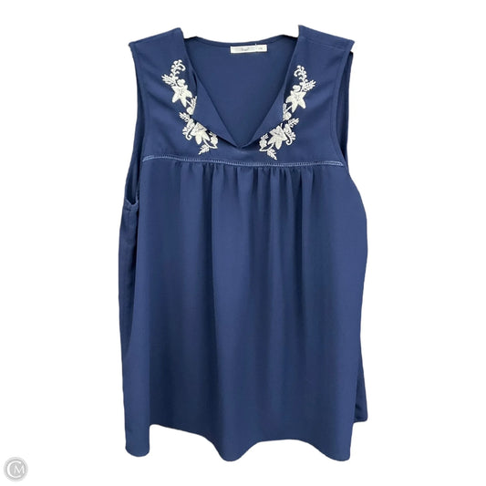 Top Sleeveless By Hazel In Blue, Size: 1x