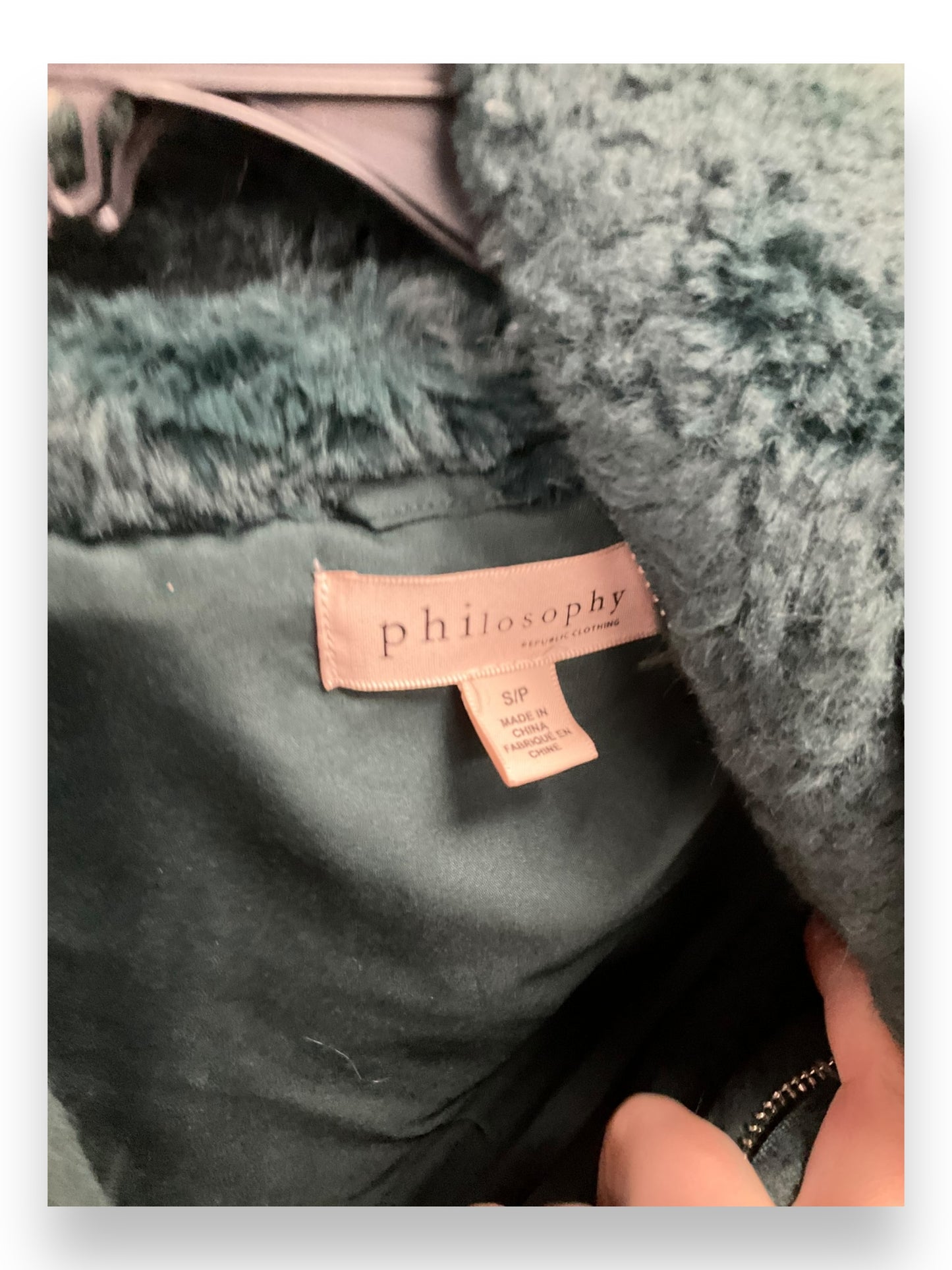 Jacket Faux Fur & Sherpa By Philosophy In Green, Size: S
