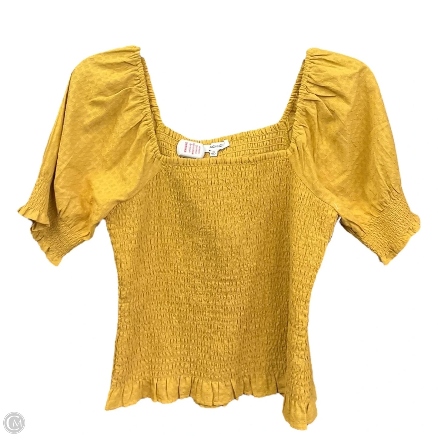 Top Short Sleeve By Madewell In Yellow, Size: Xs