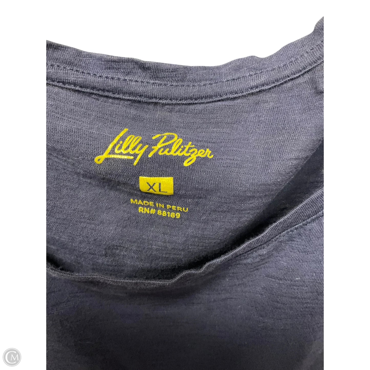 Top Short Sleeve Designer By Lilly Pulitzer In Navy, Size: Xl