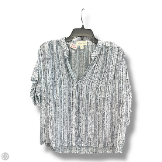Blouse Short Sleeve By Cloth & Stone In Blue & White, Size: Xs