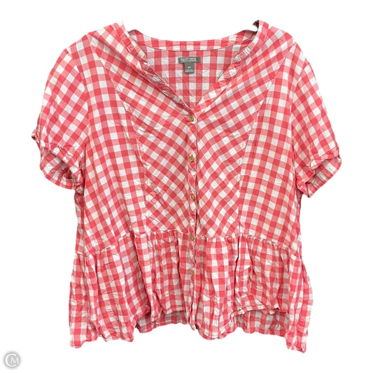 Blouse Short Sleeve By Falls Creek In Checkered Pattern, Size: 3x