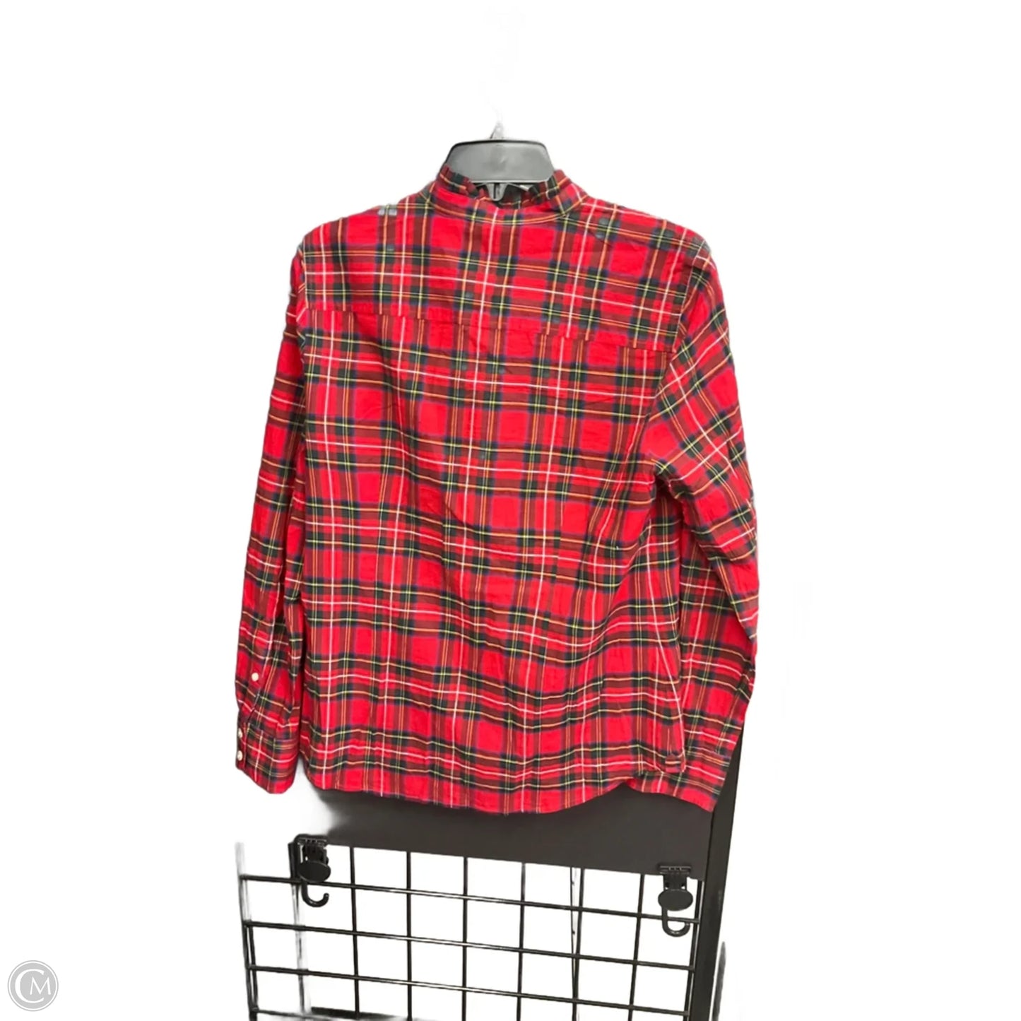 Blouse Long Sleeve By J. Crew In Plaid Pattern, Size: M