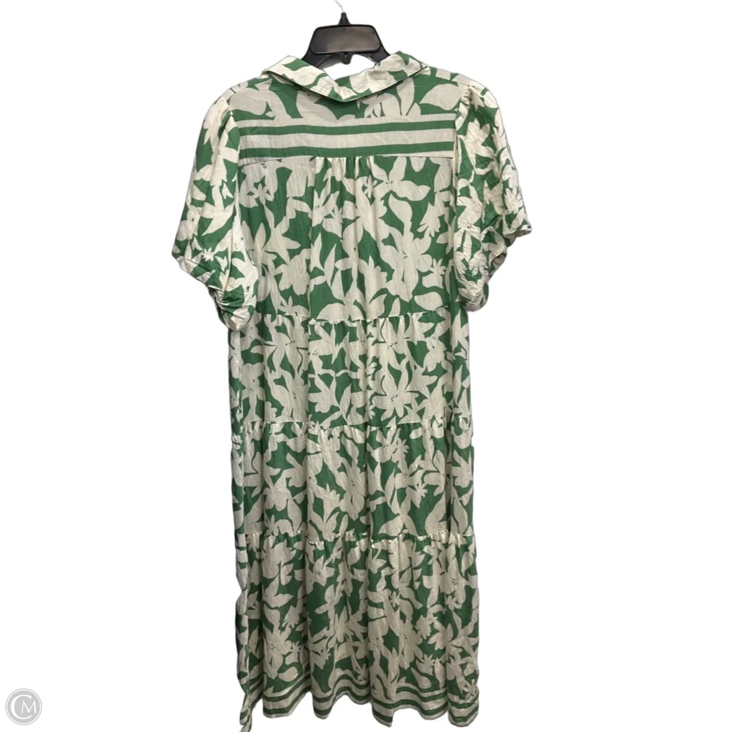 Dress Casual Maxi By Clothes Mentor In Green & Tan, Size: 1x