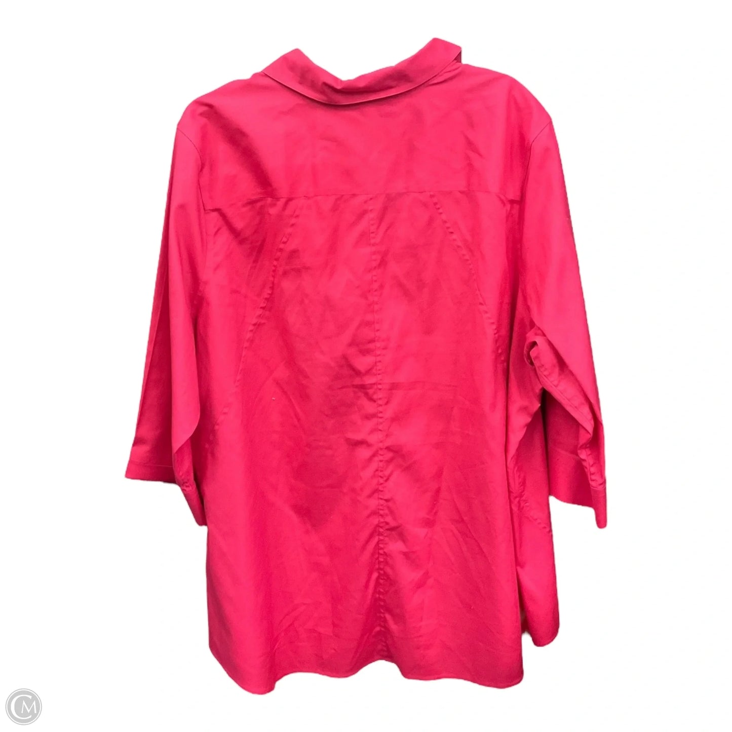 Blouse 3/4 Sleeve By Foxcroft In Pink, Size: 1x