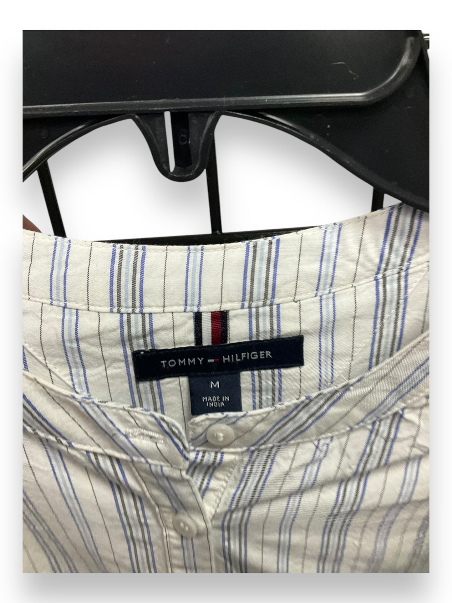 Top Long Sleeve By Tommy Hilfiger In Blue & White, Size: M