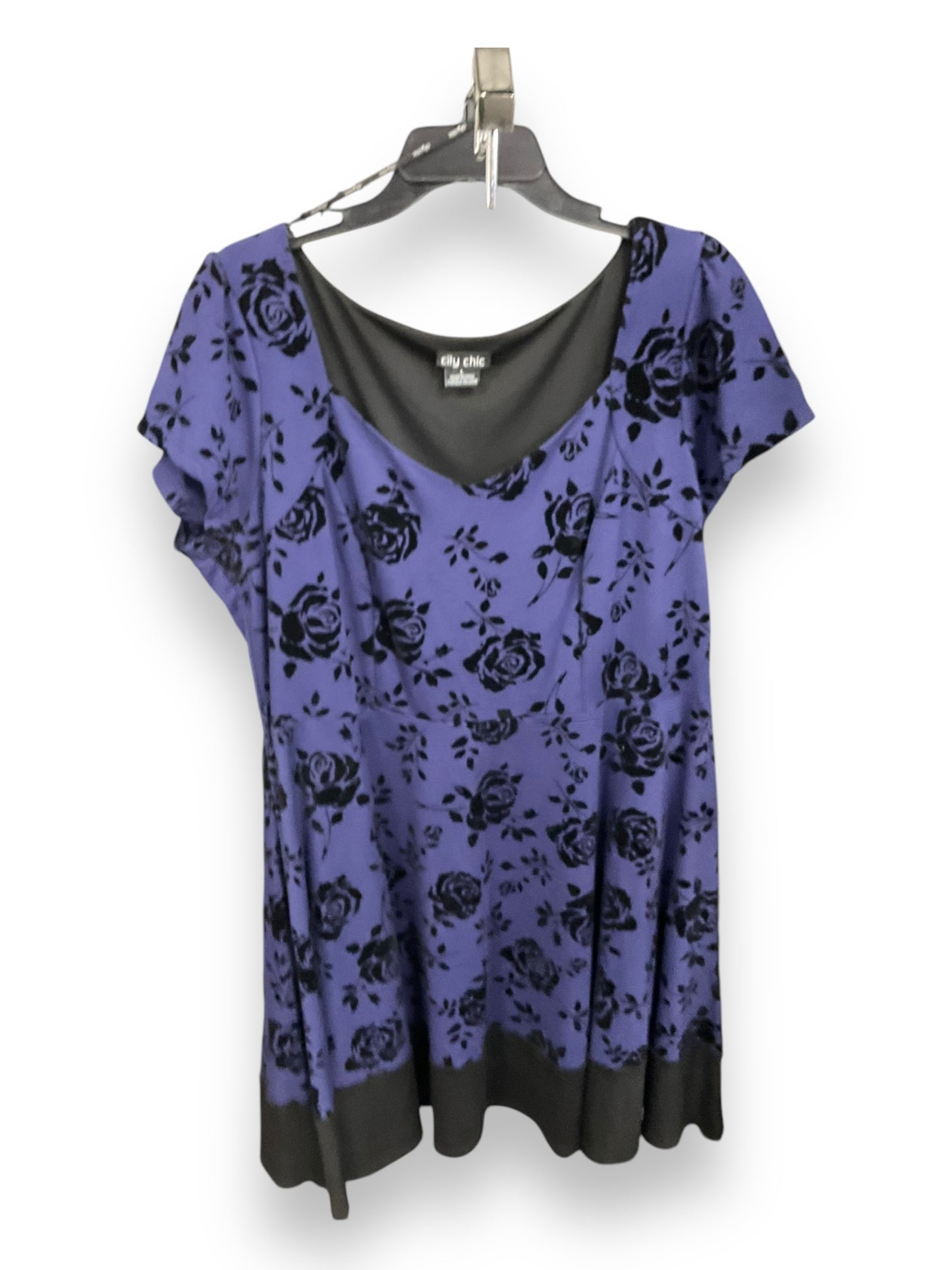 Dress Casual Midi By City Chic In Black & Purple, Size: L