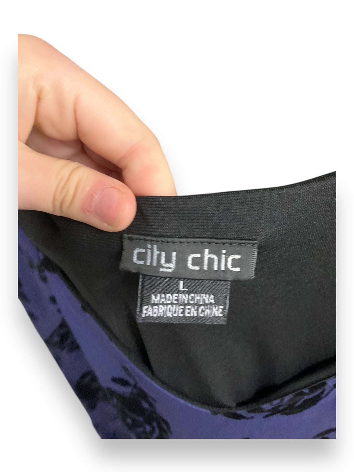 Dress Casual Midi By City Chic In Black & Purple, Size: L