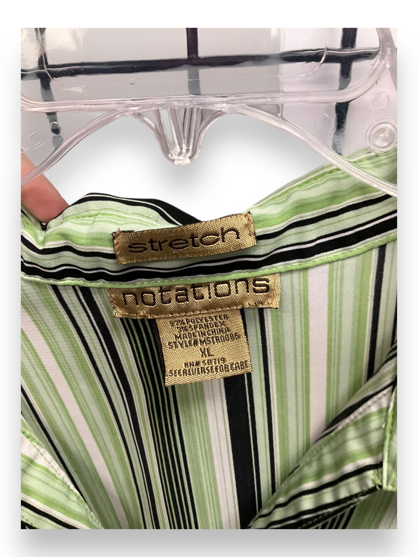 Top Long Sleeve By Notations In Black & Green, Size: Xl