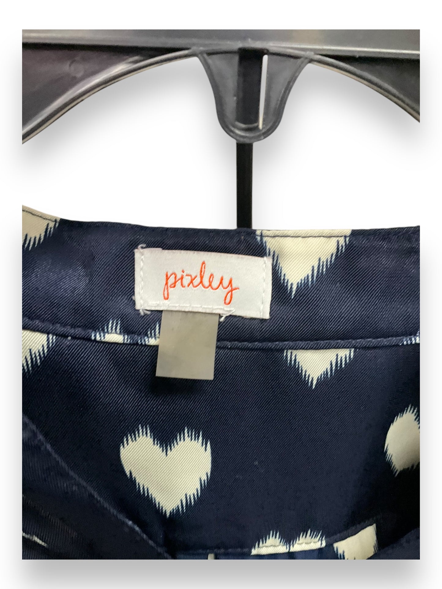 Top Long Sleeve By Pixley In Blue & Cream, Size: M