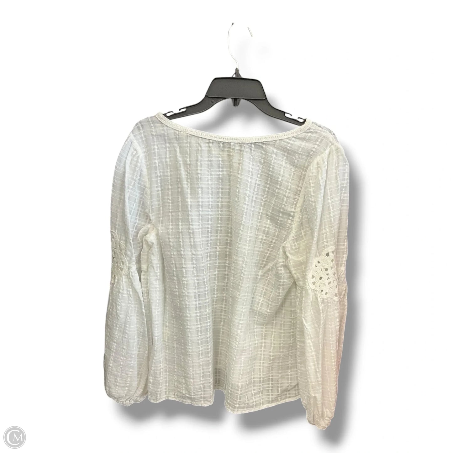 Top Long Sleeve By Solitaire In Cream, Size: L
