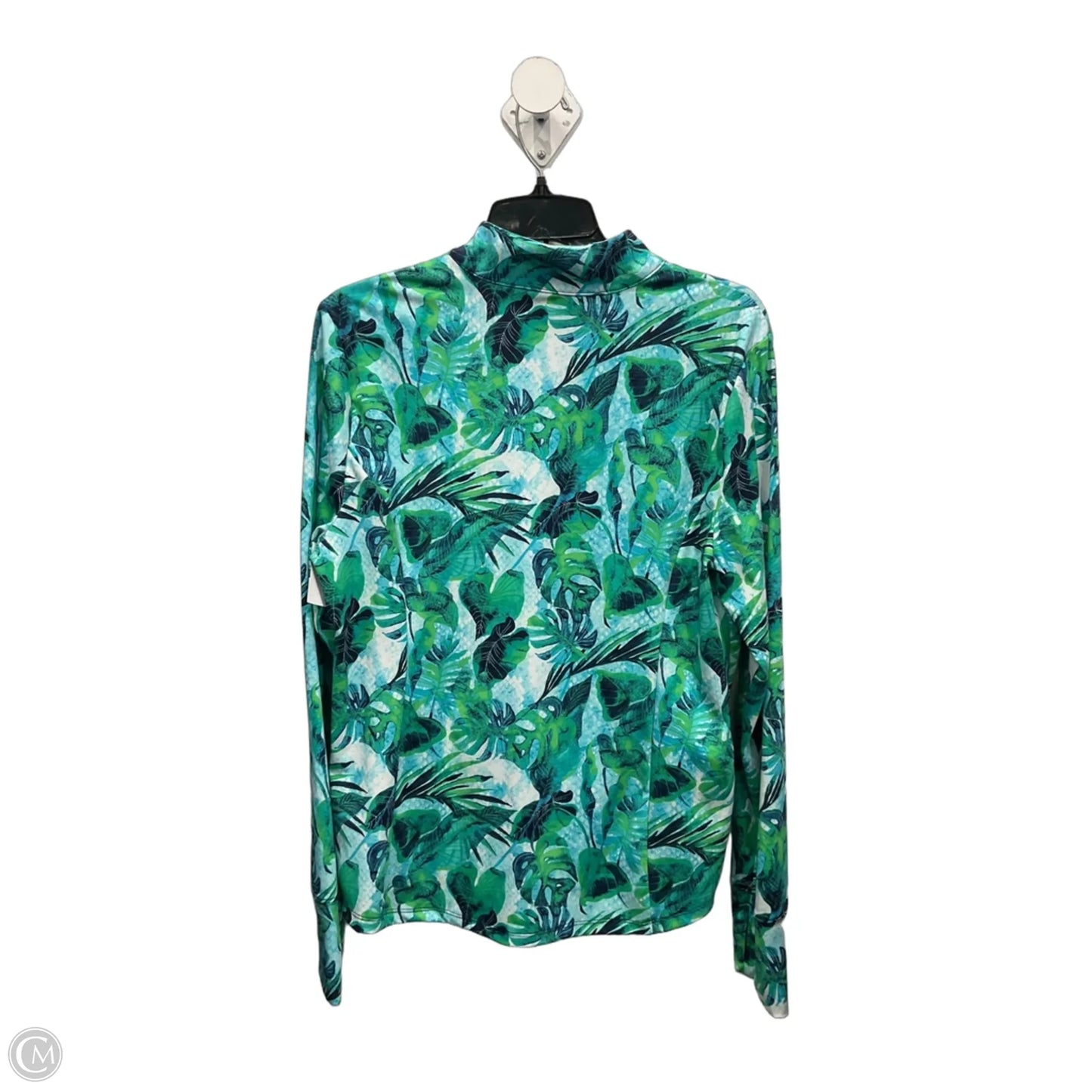 Athletic Top Long Sleeve Collar By Tommy Bahama In Blue & Green, Size: L