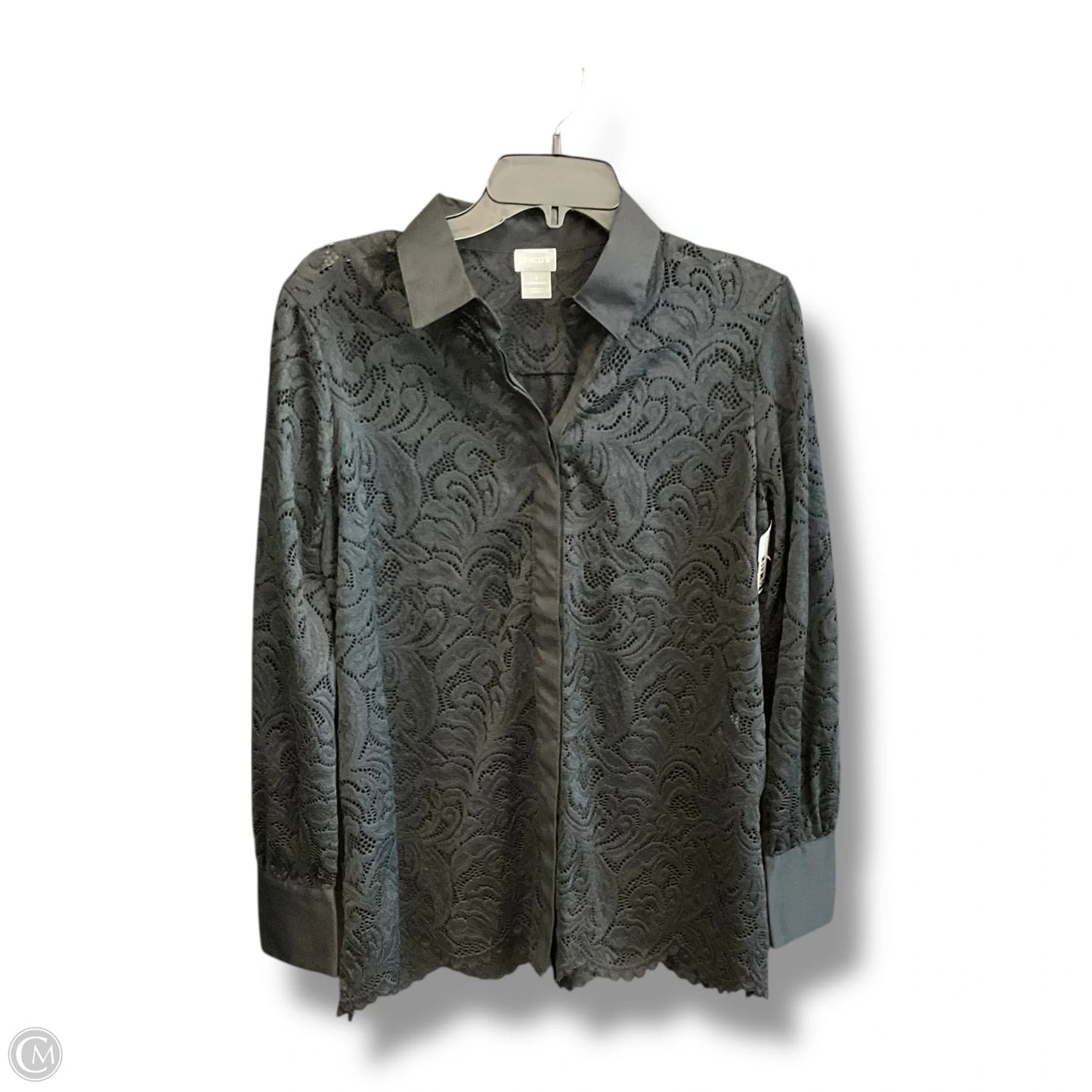 Top Long Sleeve By Chicos In Black, Size: M