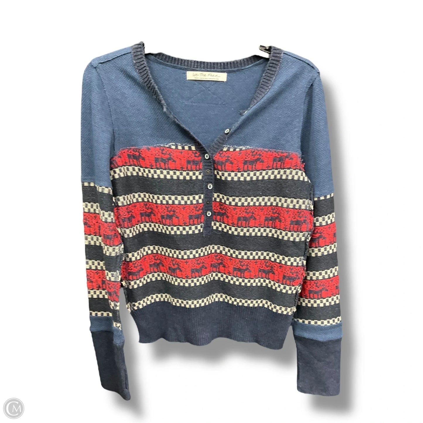 Top Long Sleeve By We The Free In Blue & Red, Size: S
