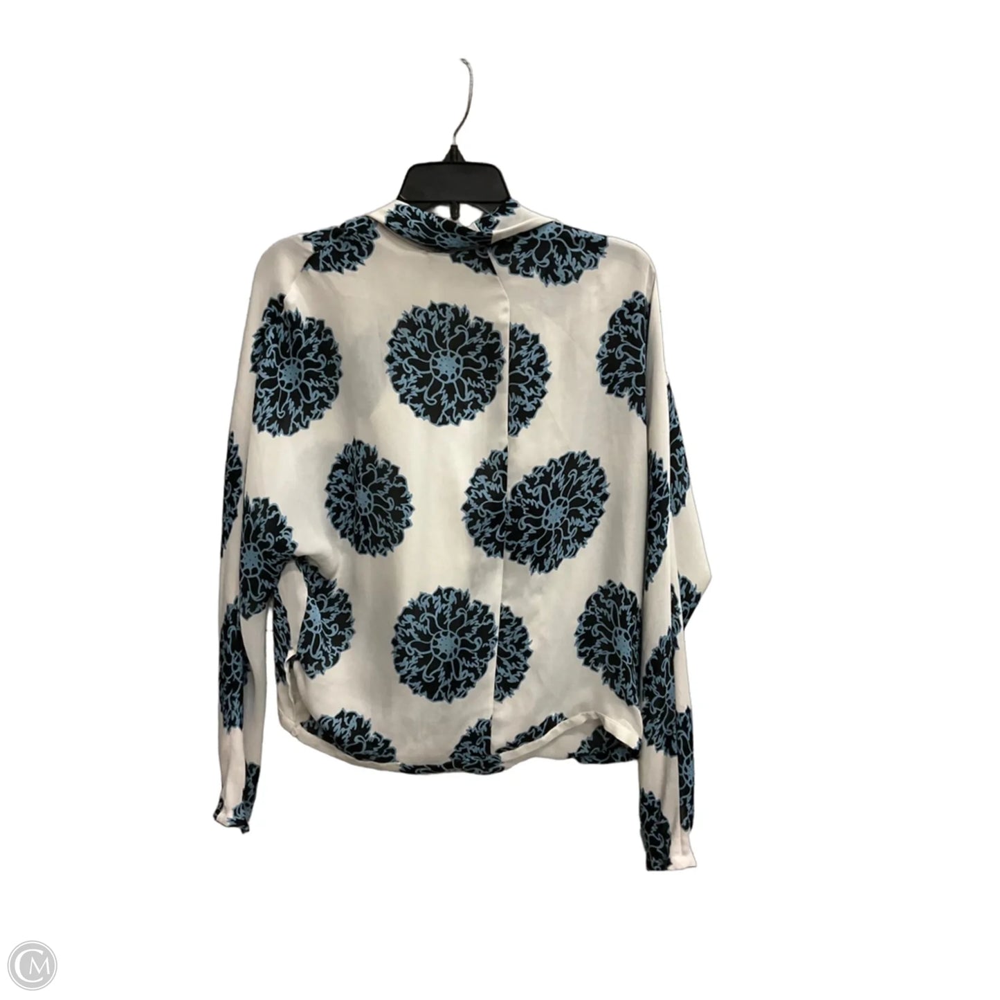 Top Long Sleeve By Reiss In Blue & White, Size: L