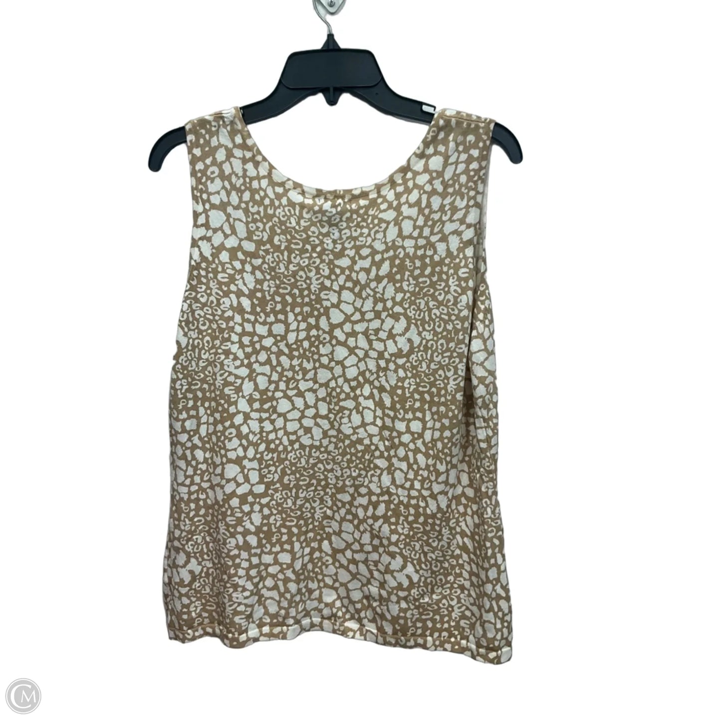 Top Sleeveless By Dana Buchman In Tan & White, Size: L