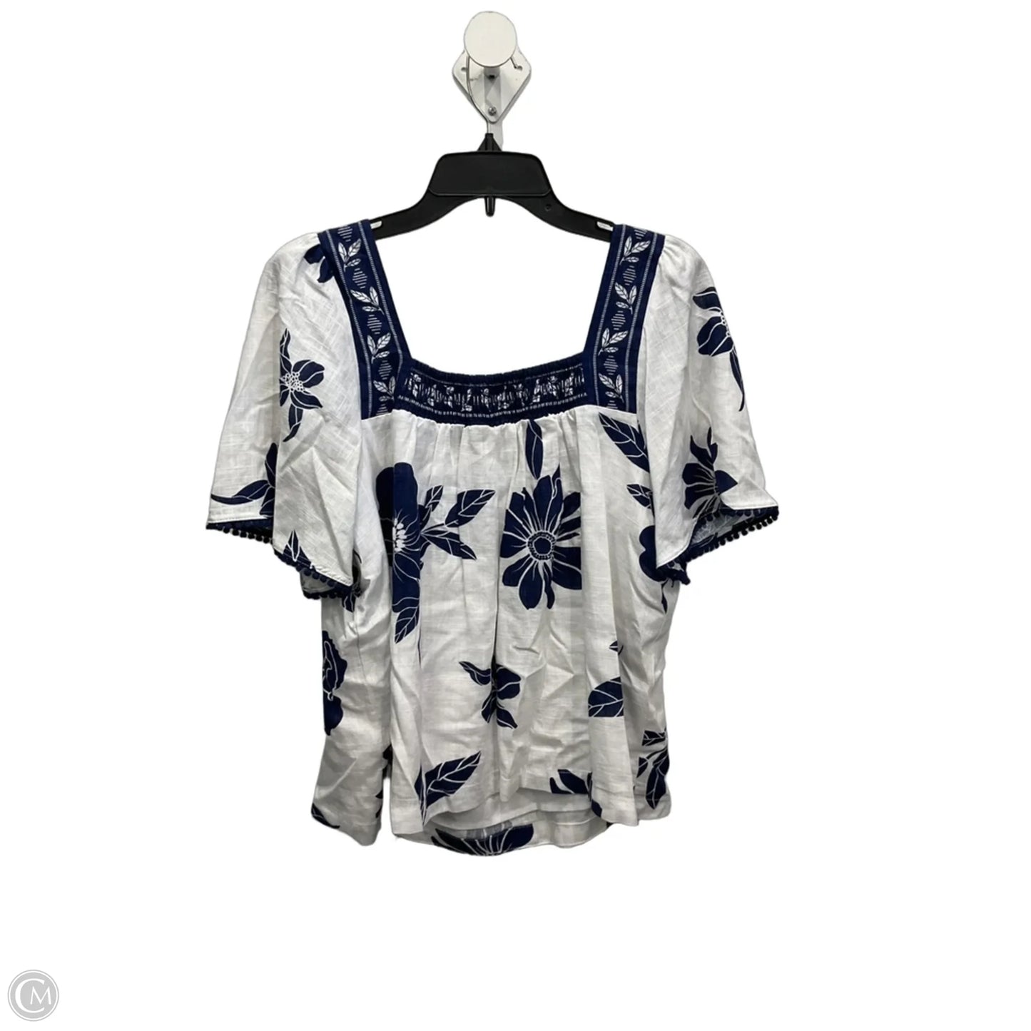 Top Short Sleeve By Draper James In Blue & White, Size: L
