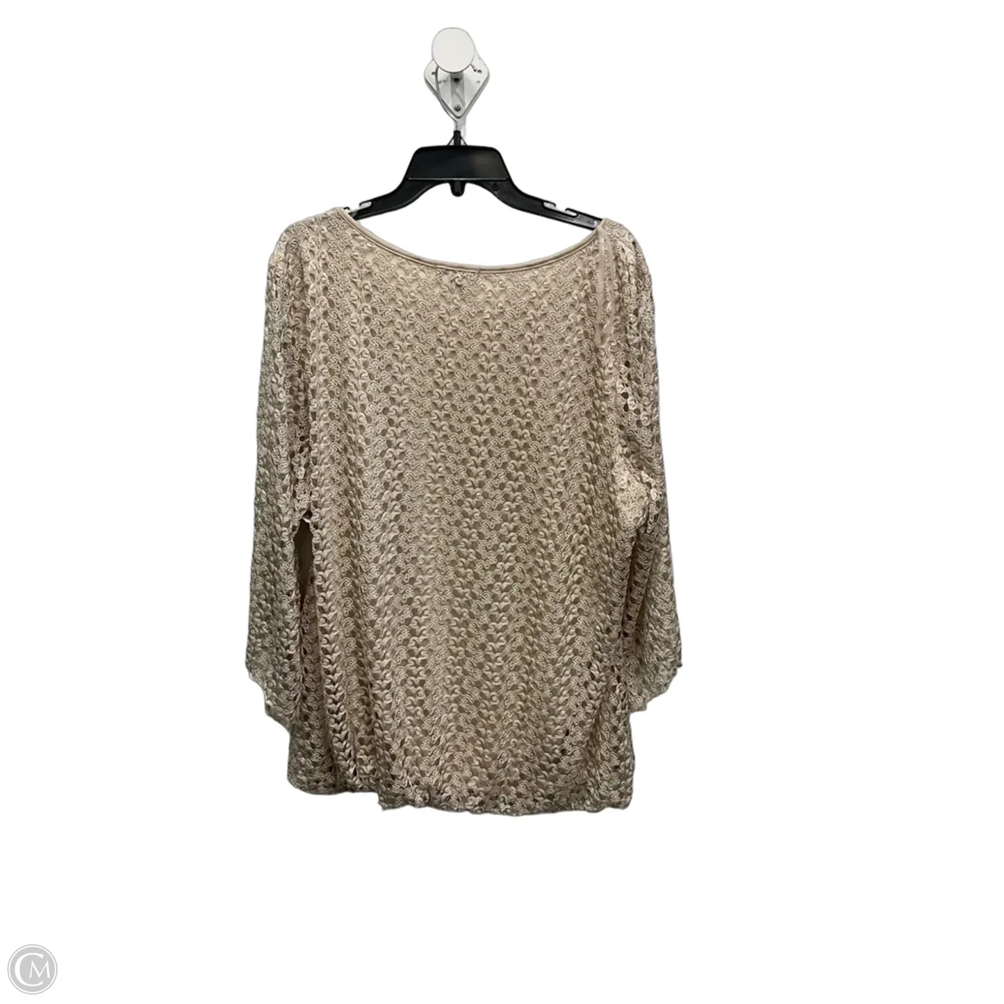 Top 3/4 Sleeve By Roz And Ali In Beige, Size: 3x