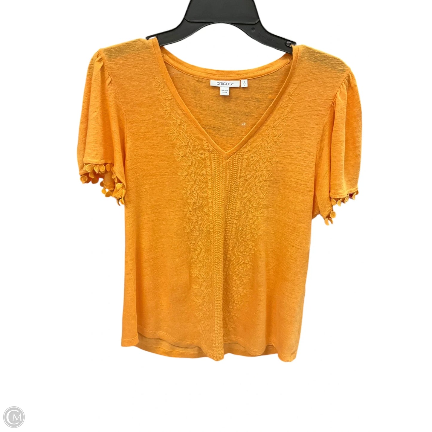 Top Short Sleeve By Chicos In Orange, Size: S