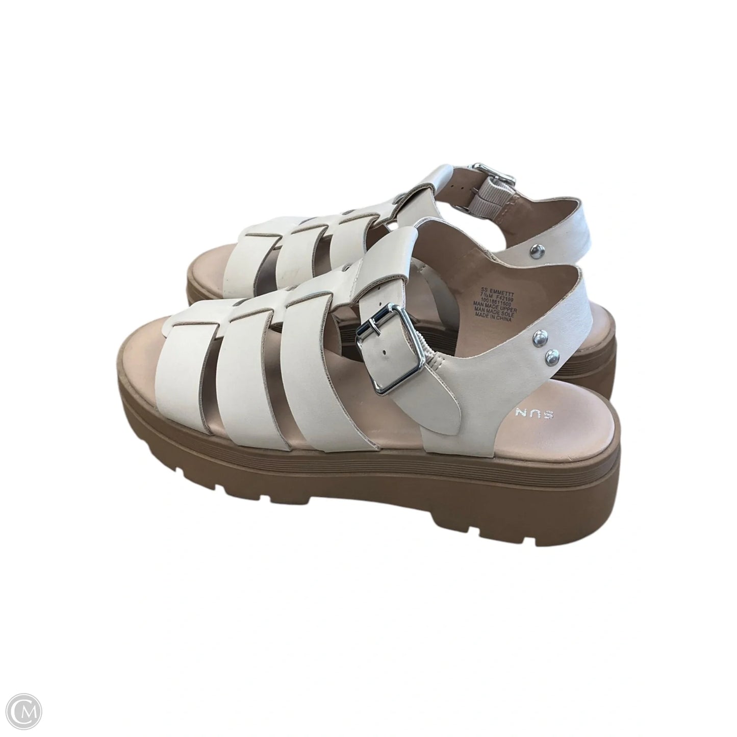 Sandals Heels Platform By Cme In Tan, Size: 7.5