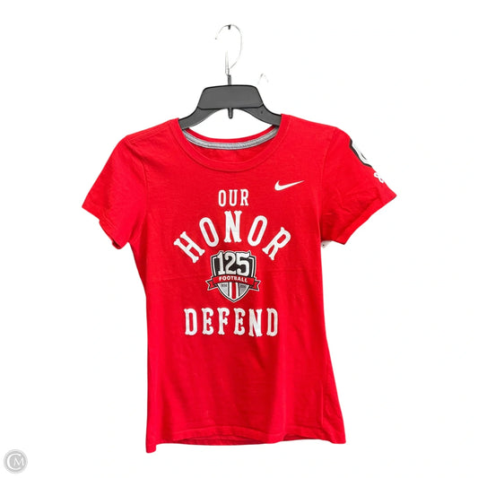 Athletic Top Short Sleeve By Nike Apparel In Red, Size: S