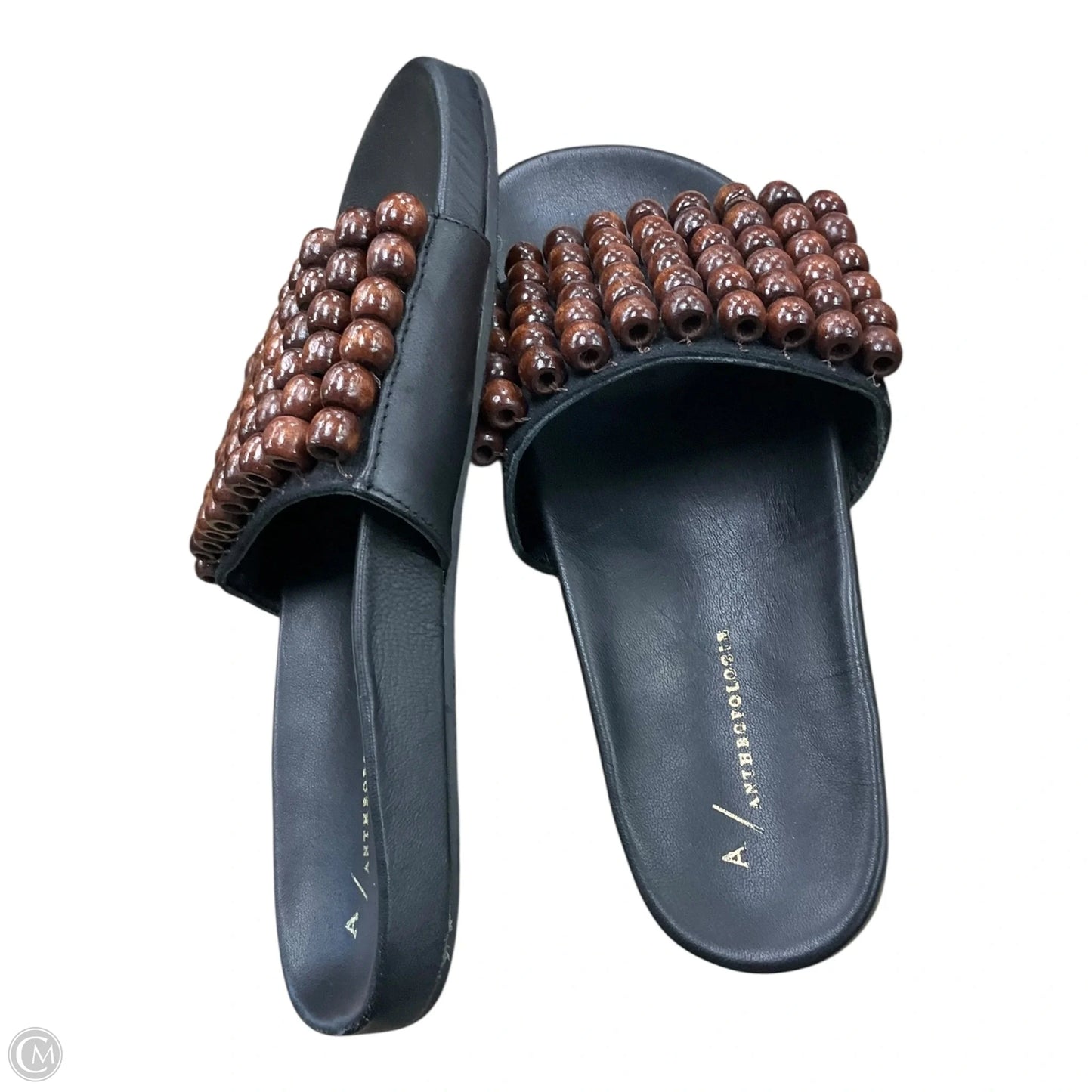 Sandals Flats By Anthropologie In Black & Brown, Size: 7.5