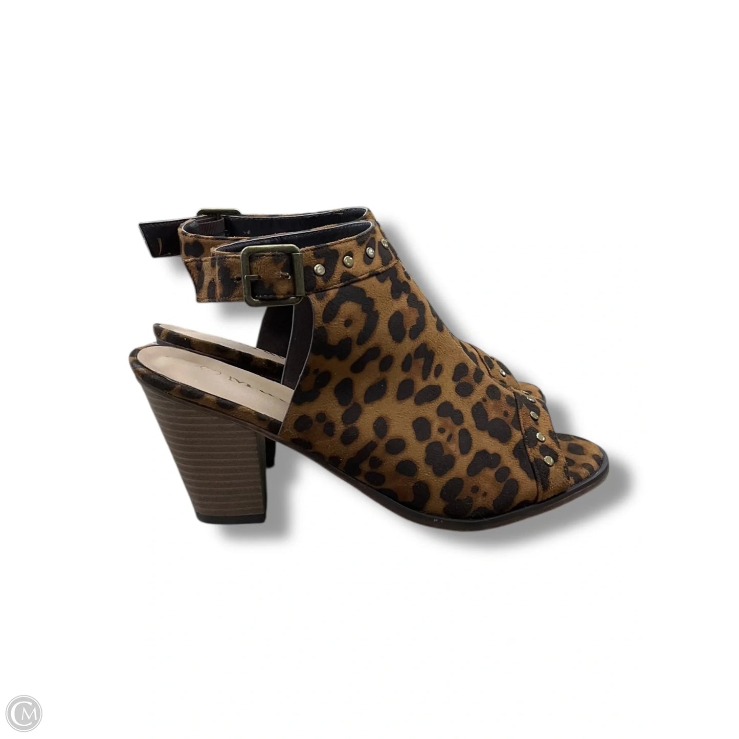 Sandals Heels Block By Clothes Mentor In Animal Print, Size: 10