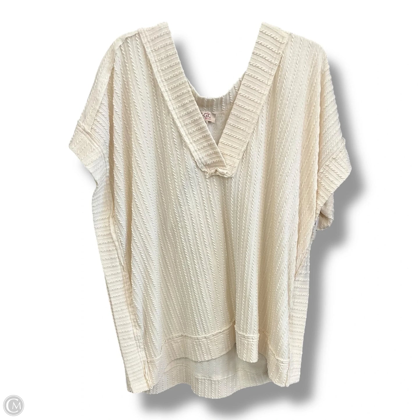 Top Short Sleeve By Gigio In Ivory, Size: 2x
